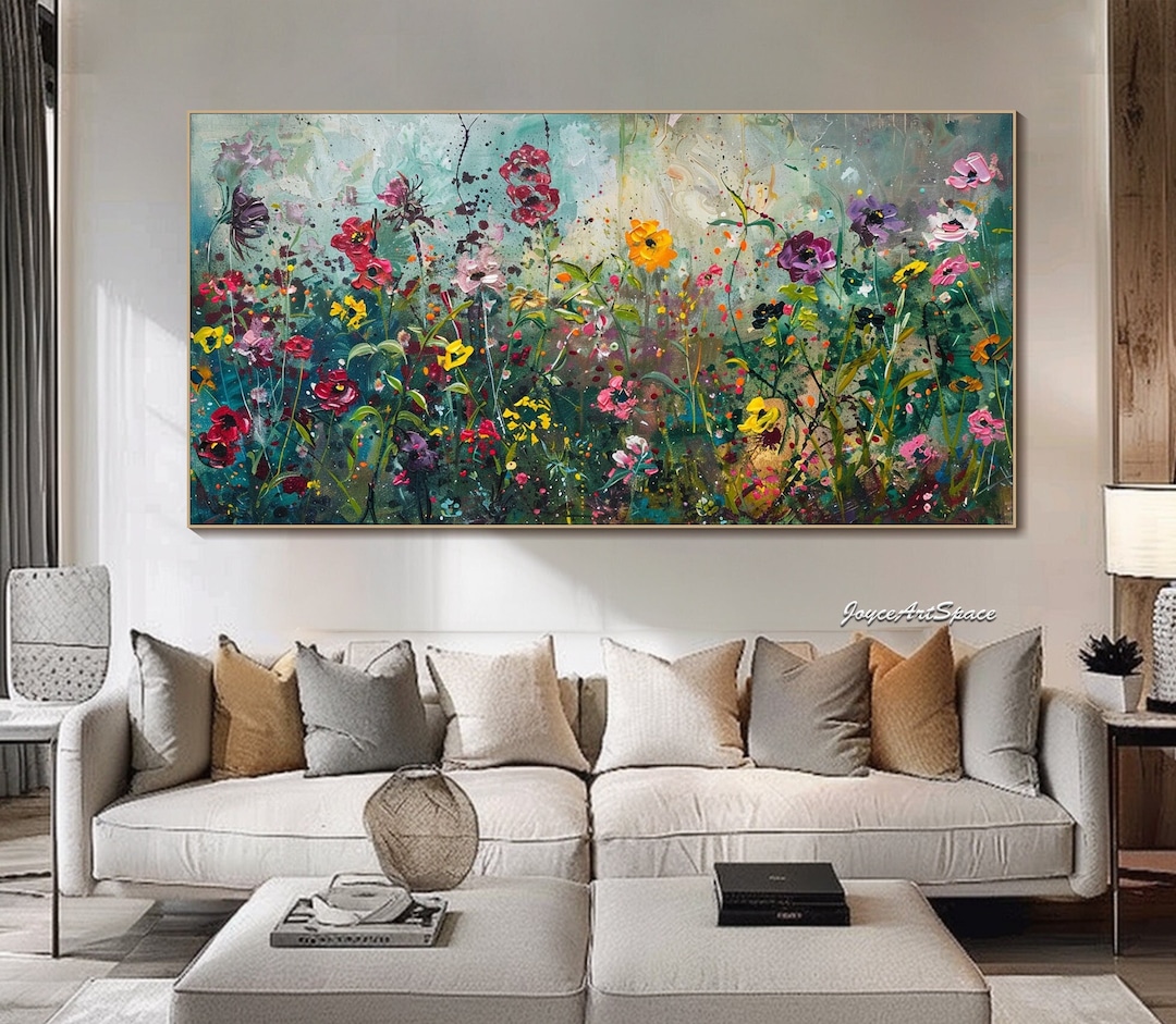 Abstract Colorful Flower Oil Painting on Canvas Abstract Textured Oil ...