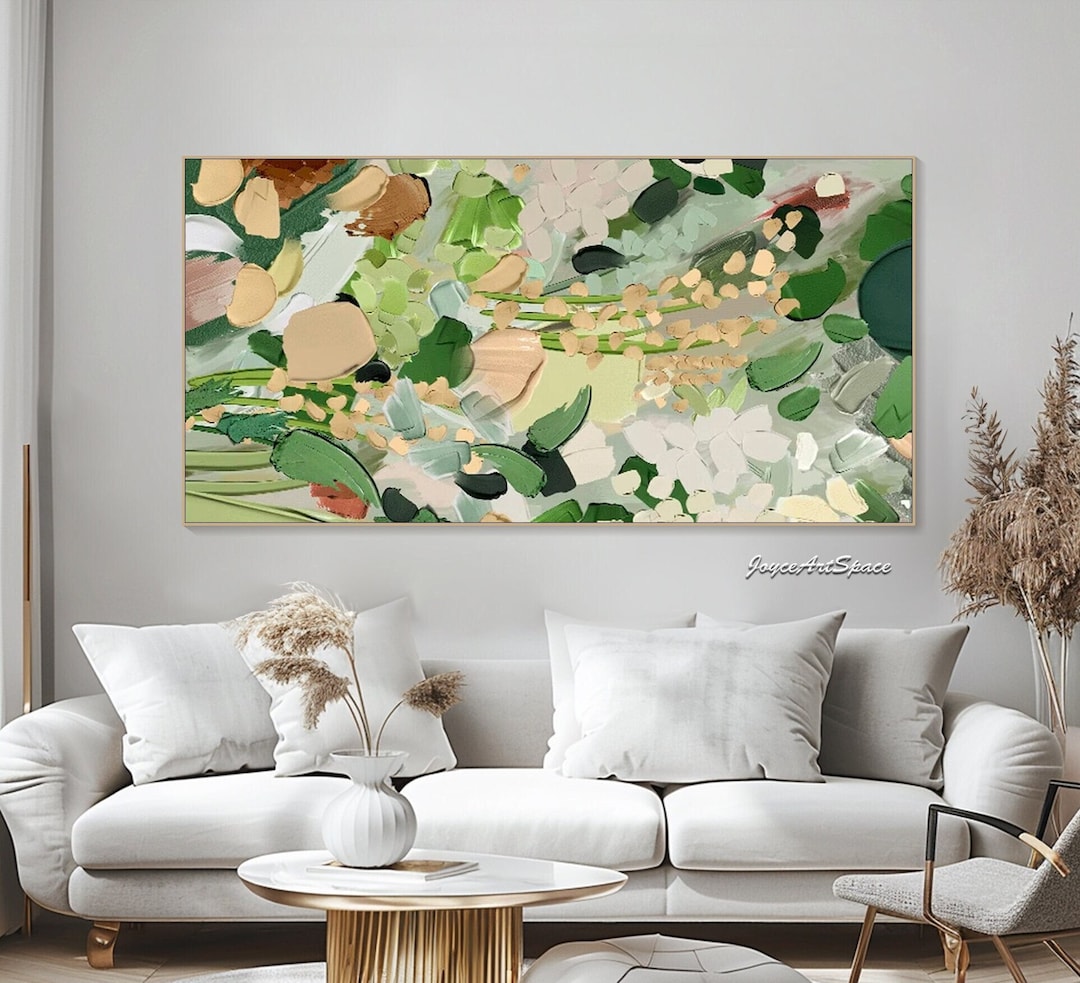 Extra Large Green Wall Art Original Plants Painting on Canvas Large ...