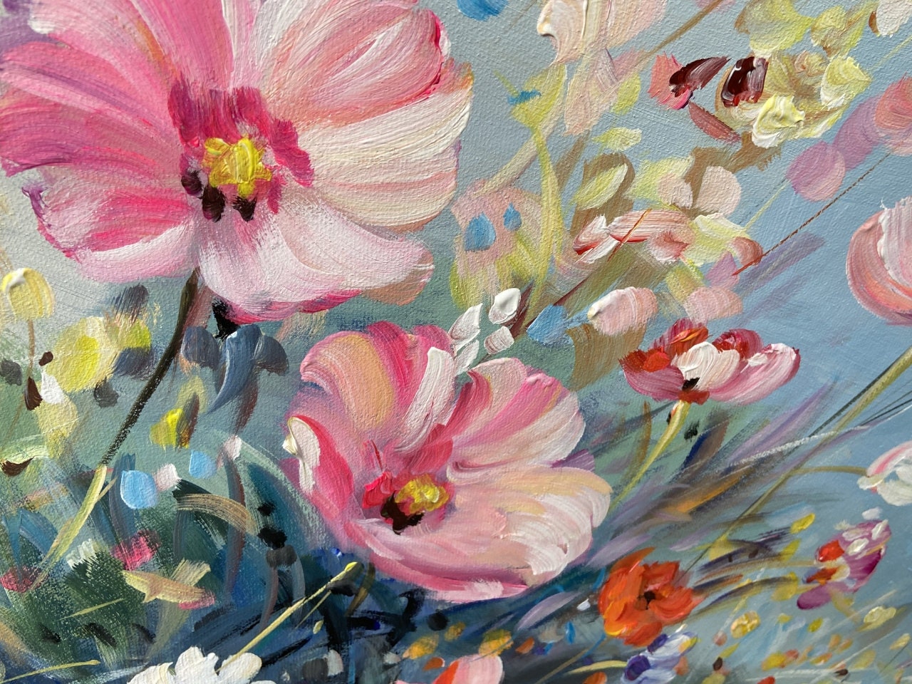 Original Enchanting Flower Painting on Canvas Flower Abstract Oil