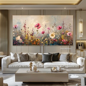 Peinture de grandes fleurs sur toile Art mural moderne Peinture à l'huile abstraite Peinture à l'huile texturée Art mural de salon Peinture de fleurs roses et blanches image 8