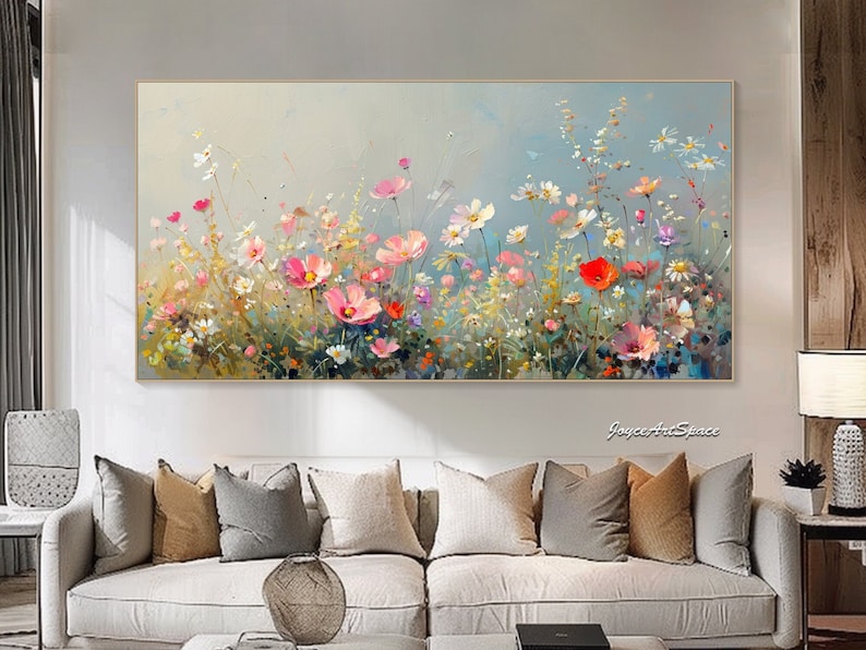 Original bezaubernde Blumenmalerei auf Leinwand Blume Abstrakte Ölgemälde Strukturierte Ölgemälde Wohnzimmer Wandkunst Handgemalte Malerei Bild 1