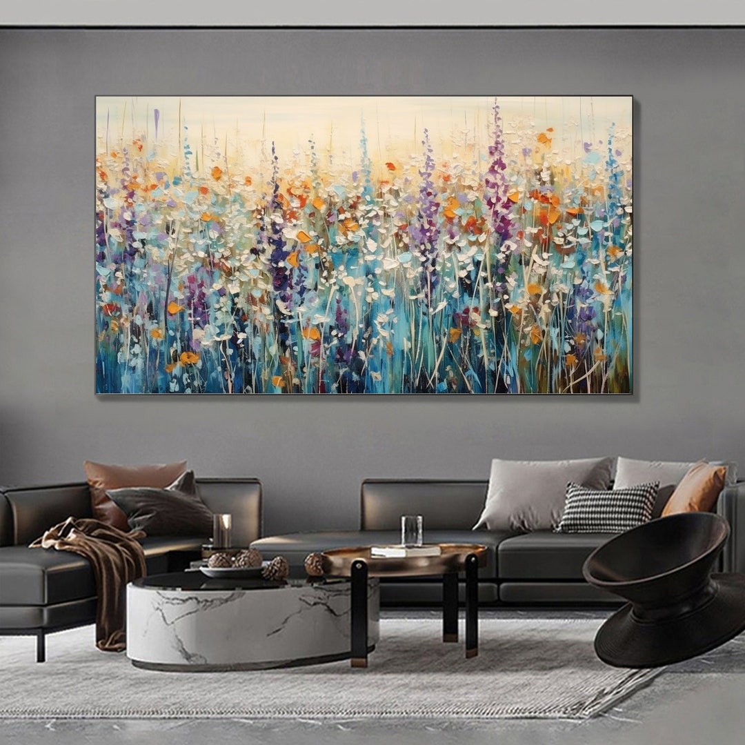 Large Abstract Flowers Oil Painting on Canvas Original Modern Colorful ...