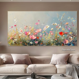 Original bezaubernde Blumenmalerei auf Leinwand Blume Abstrakte Ölgemälde Strukturierte Ölgemälde Wohnzimmer Wandkunst Handgemalte Malerei Bild 7