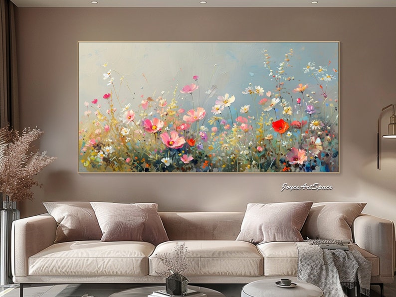 Original bezaubernde Blumenmalerei auf Leinwand Blume Abstrakte Ölgemälde Strukturierte Ölgemälde Wohnzimmer Wandkunst Handgemalte Malerei Bild 7