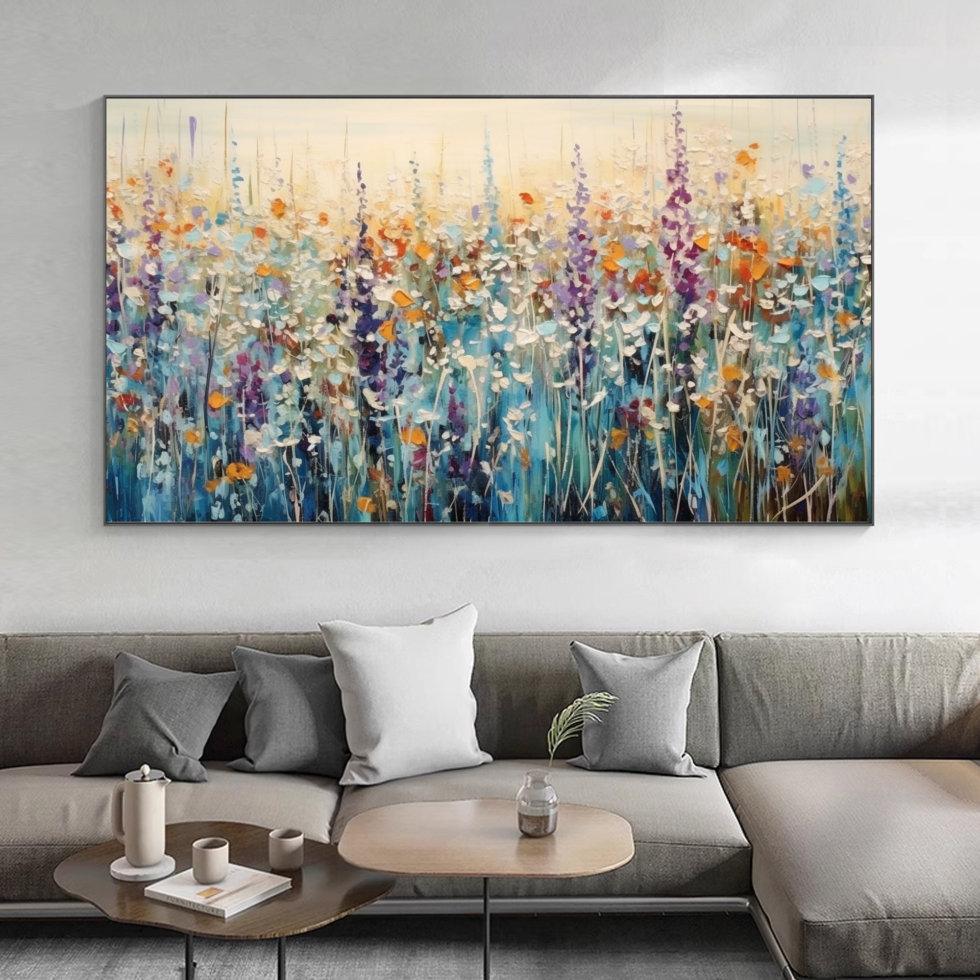 Large Abstract Flowers Oil Painting on Canvas Original Modern Colorful ...