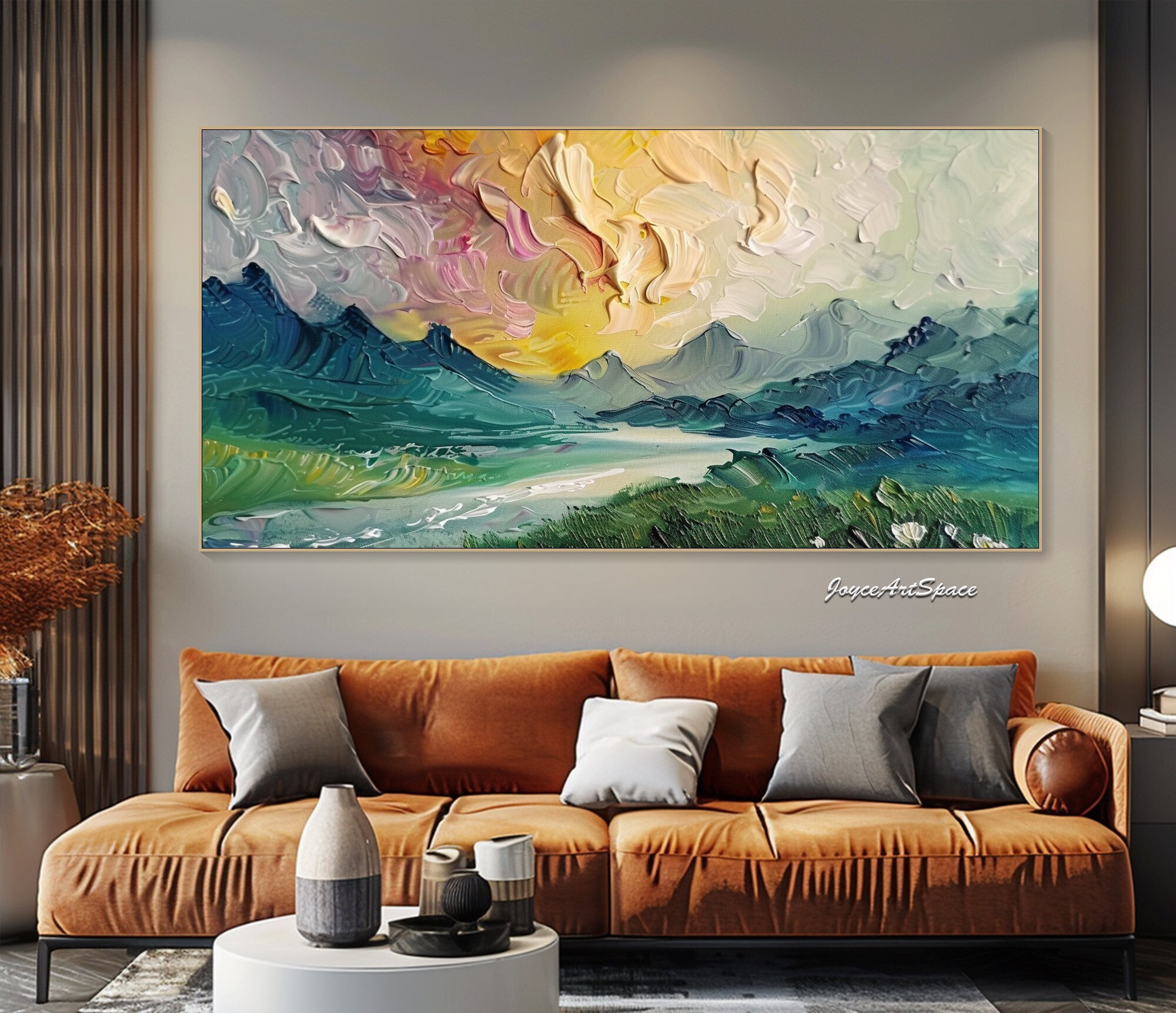出会い｜50×100cm キャンバスアート 立体テクスチャ仕様オリジナル版画作品 キャンバスに描かれた抽象的なテクスチャの油絵、オリジナルの