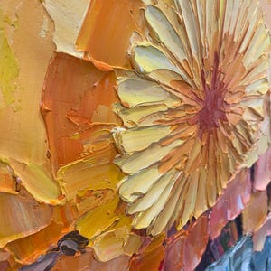 Abstract Sunset Oil Painting on Canvas Modern Colorful Textured Wall ...