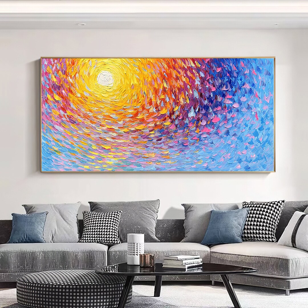 Boho Wall Decor Abstract Painting on Canvas,the Brilliance of the Sun