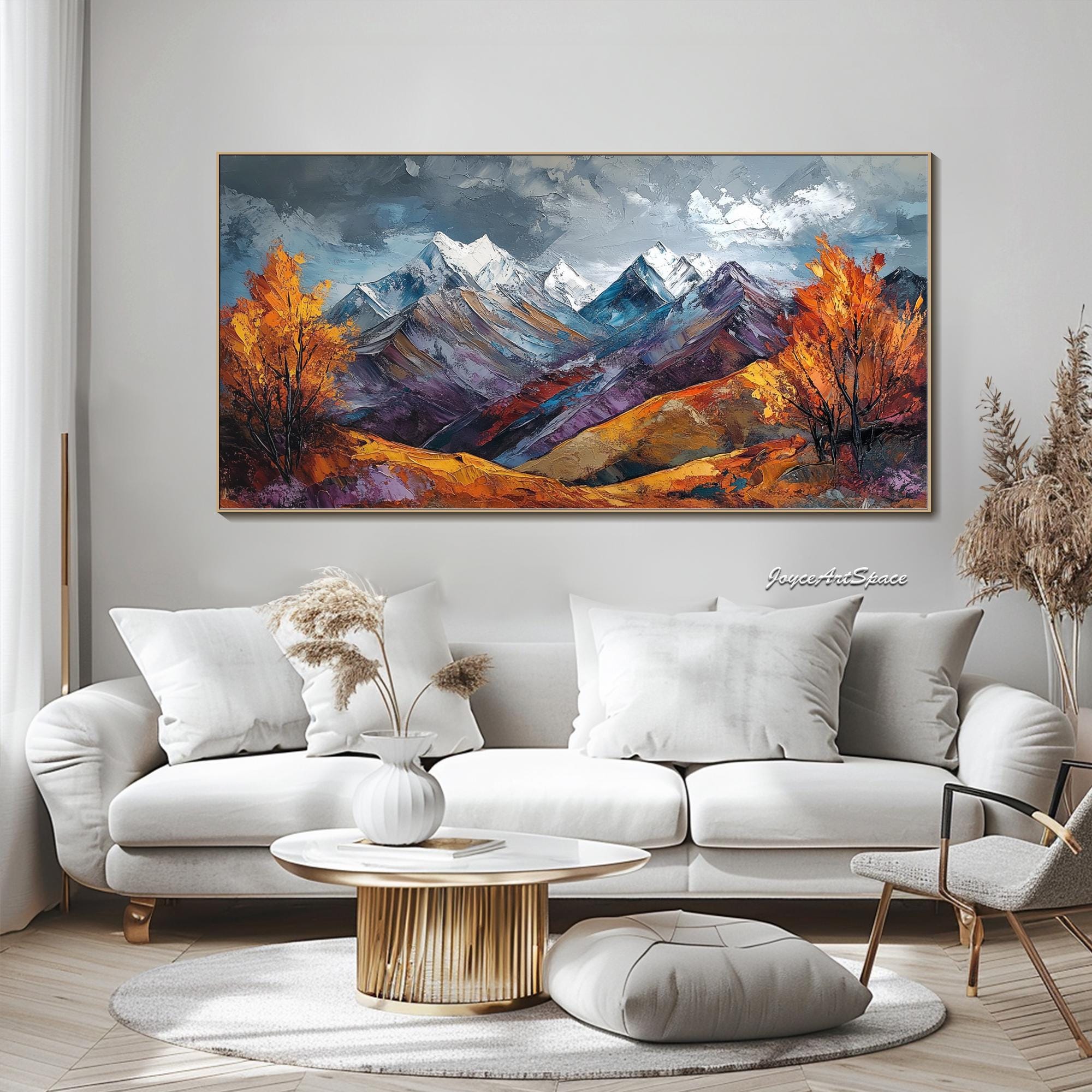 Abstract Mountain Oil Painting Textured Mountain Wall Art Landscape ...