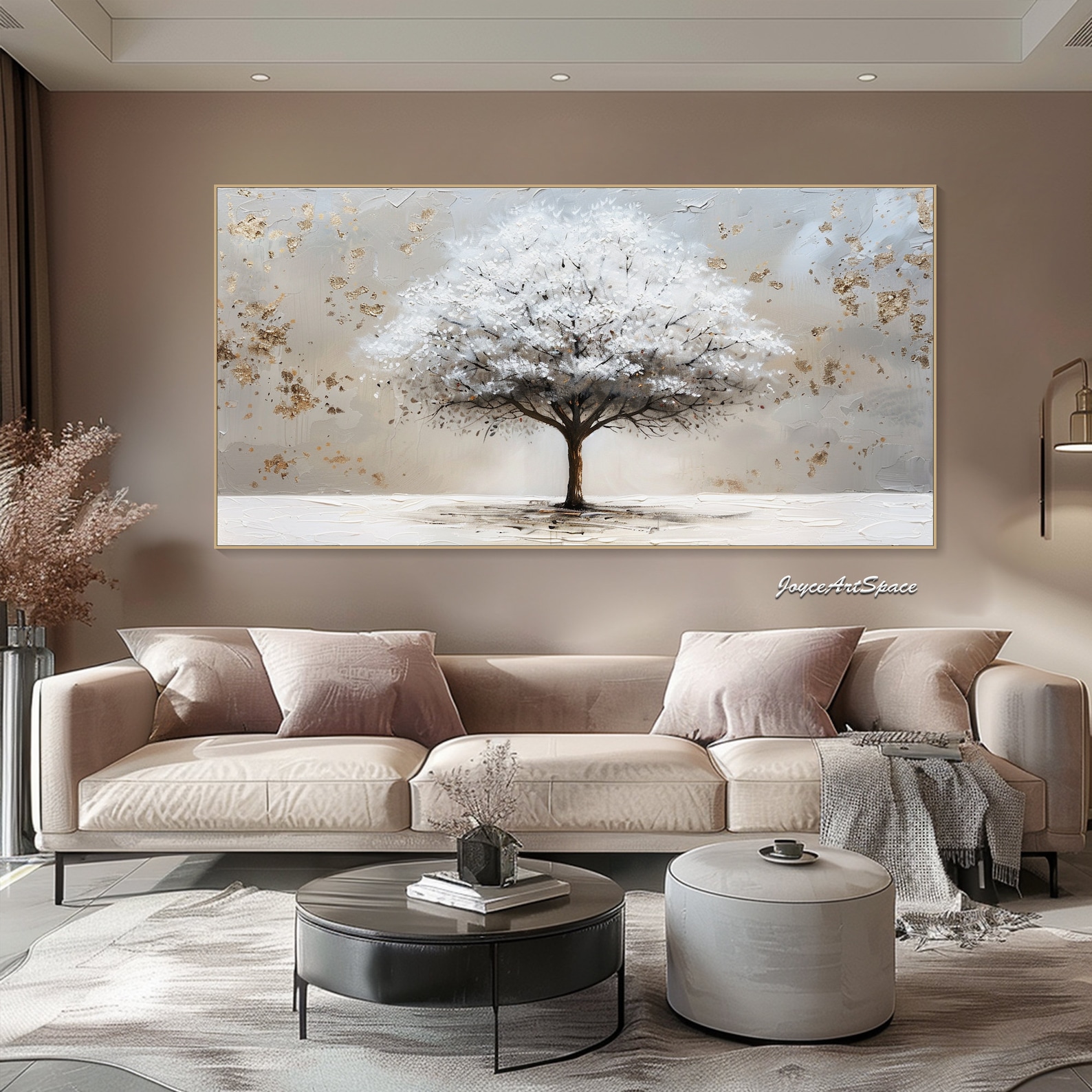 Large Wall Art Abstract Textured Oil Painting on Canvas Original Tree ...