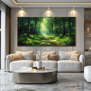 Original Green Forest Oil Painting on Canvas Green Wall Art Forest Oil ...