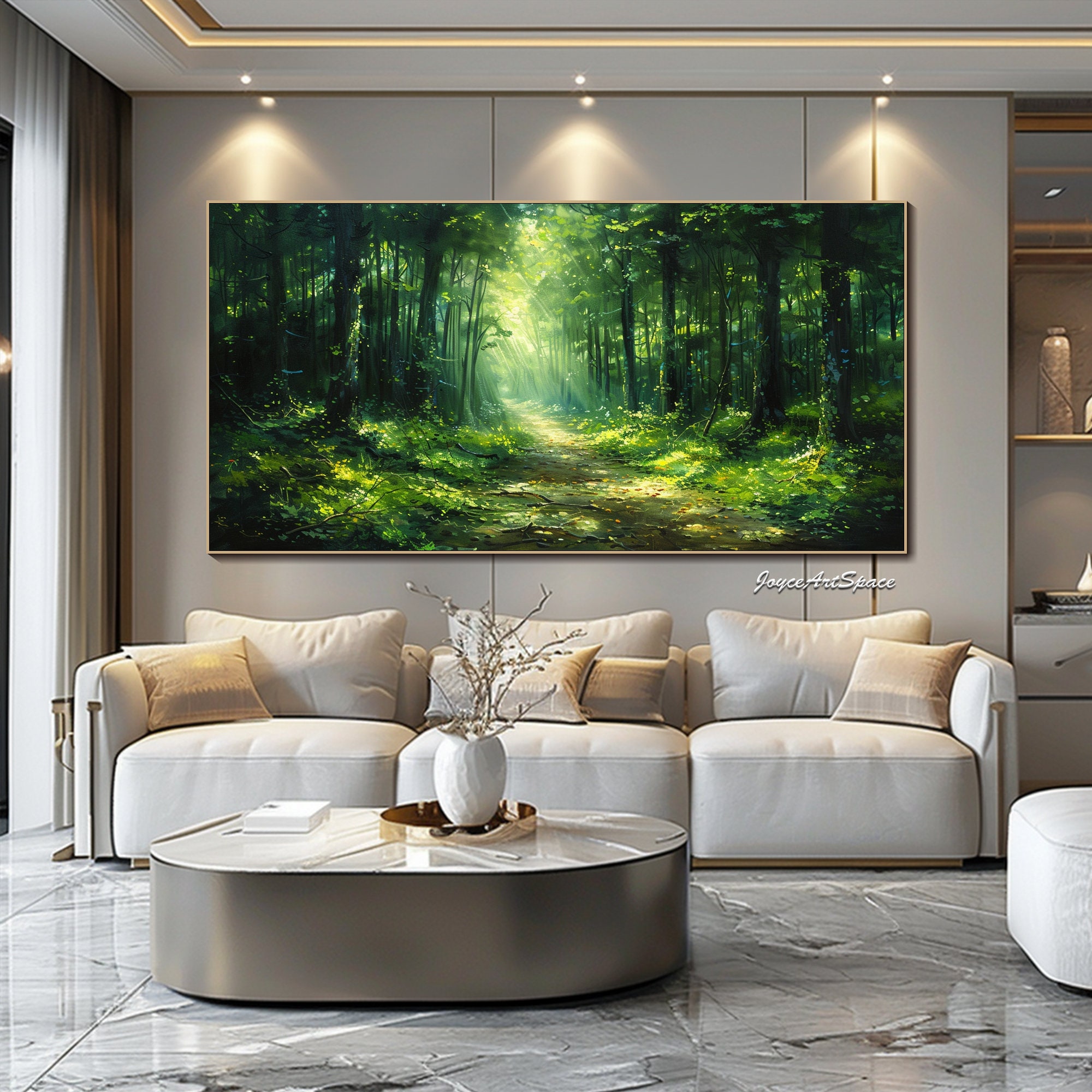 Original Green Forest Oil Painting on Canvas Green Wall Art Forest Oil ...