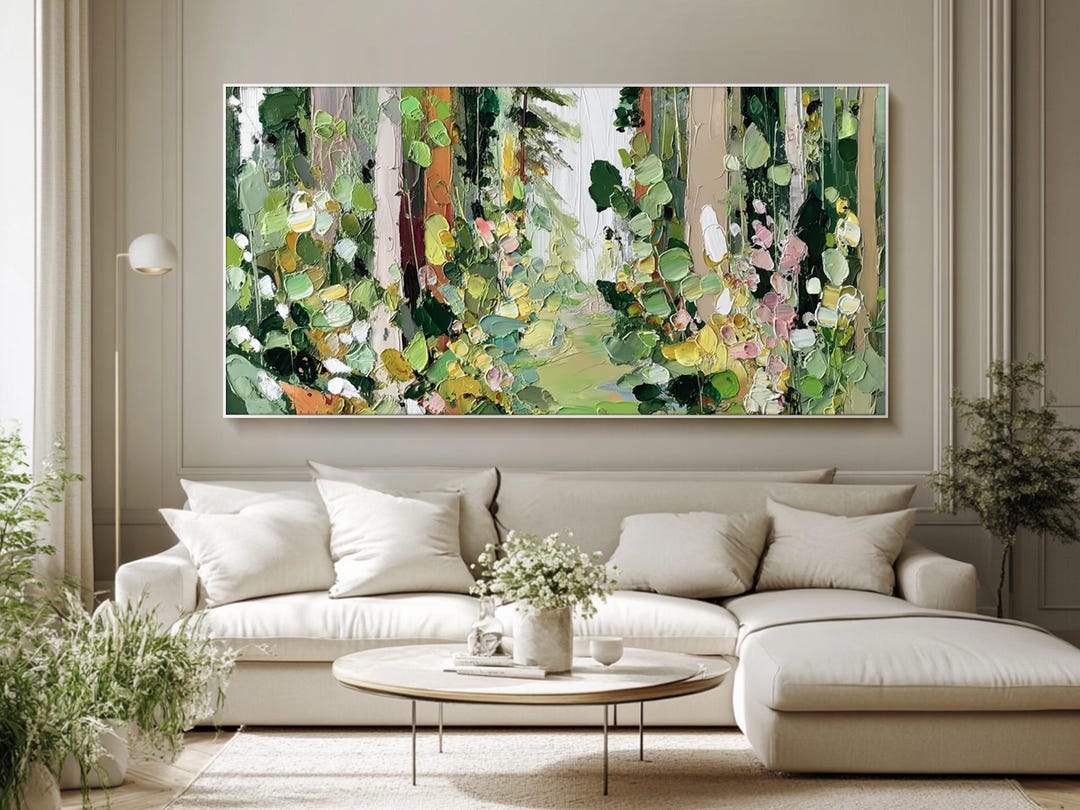 Forest Path Landscape Oil Painting Original Wall Art Large Modern Wall ...