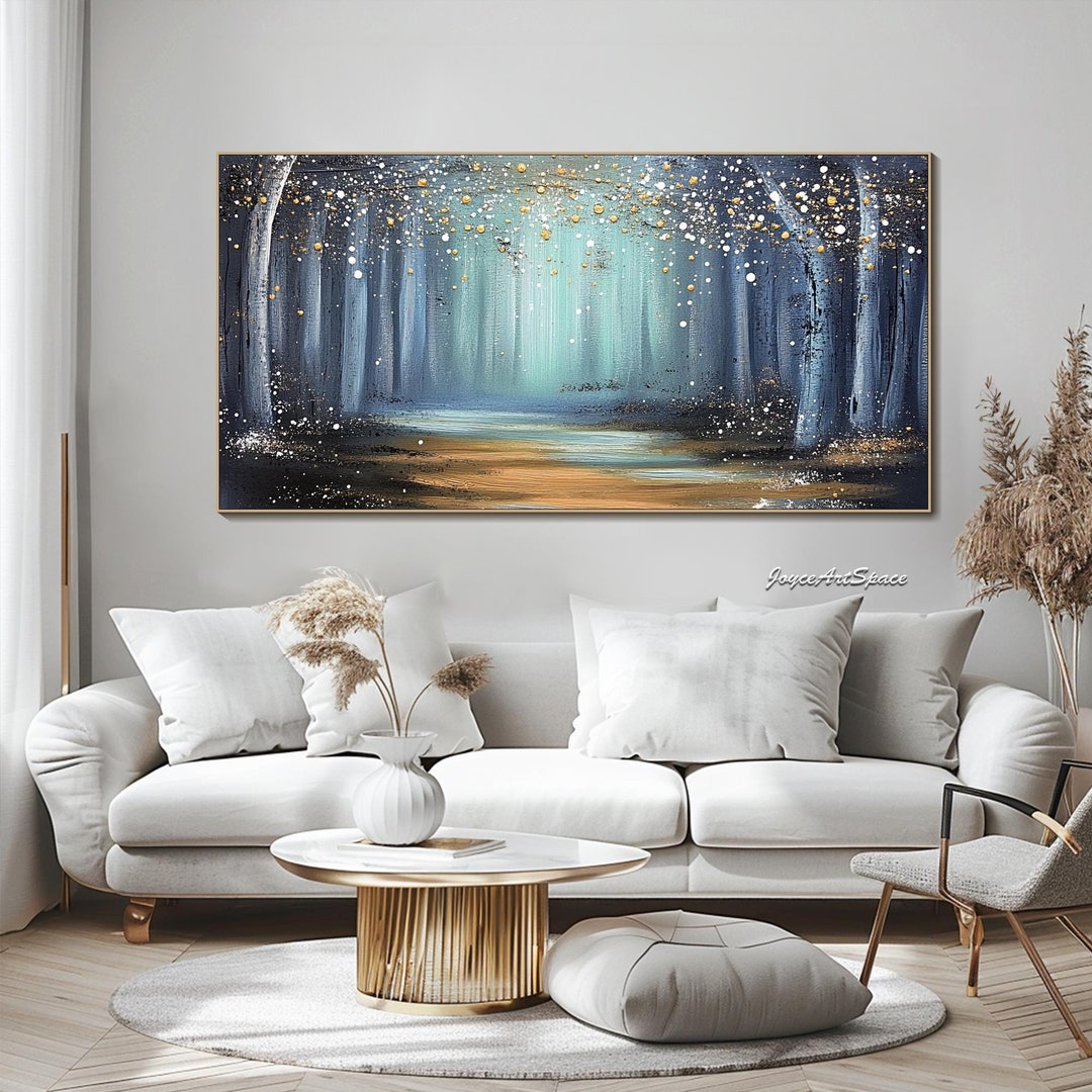 Abstract Forest Oil Painting on Canvas Original Green Wall Art Trees ...