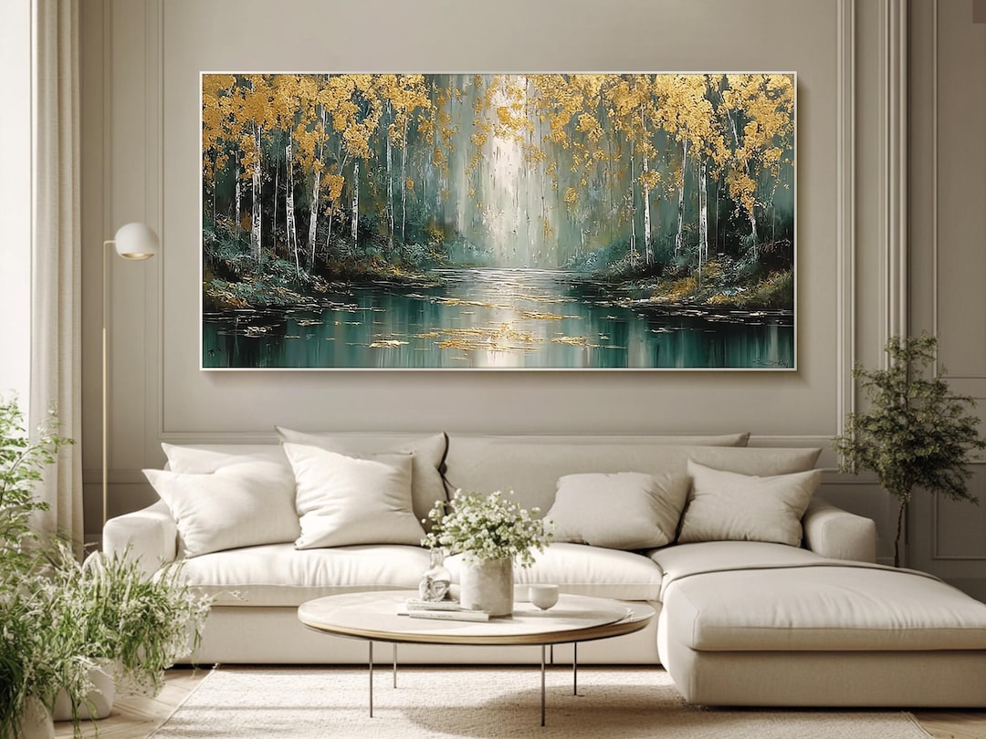 Original Landscape Oil Painting Abstract Forest Wall Art Living Room ...