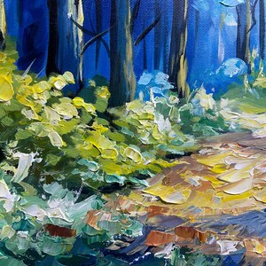 Forest Oil Painting on Canvas Abstract Green Wall Art Tree Oil Painting ...
