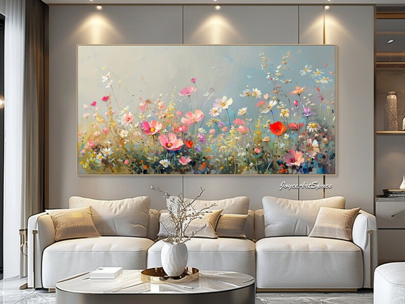 Original bezaubernde Blumenmalerei auf Leinwand Blume Abstrakte Ölgemälde Strukturierte Ölgemälde Wohnzimmer Wandkunst Handgemalte Malerei Bild 8