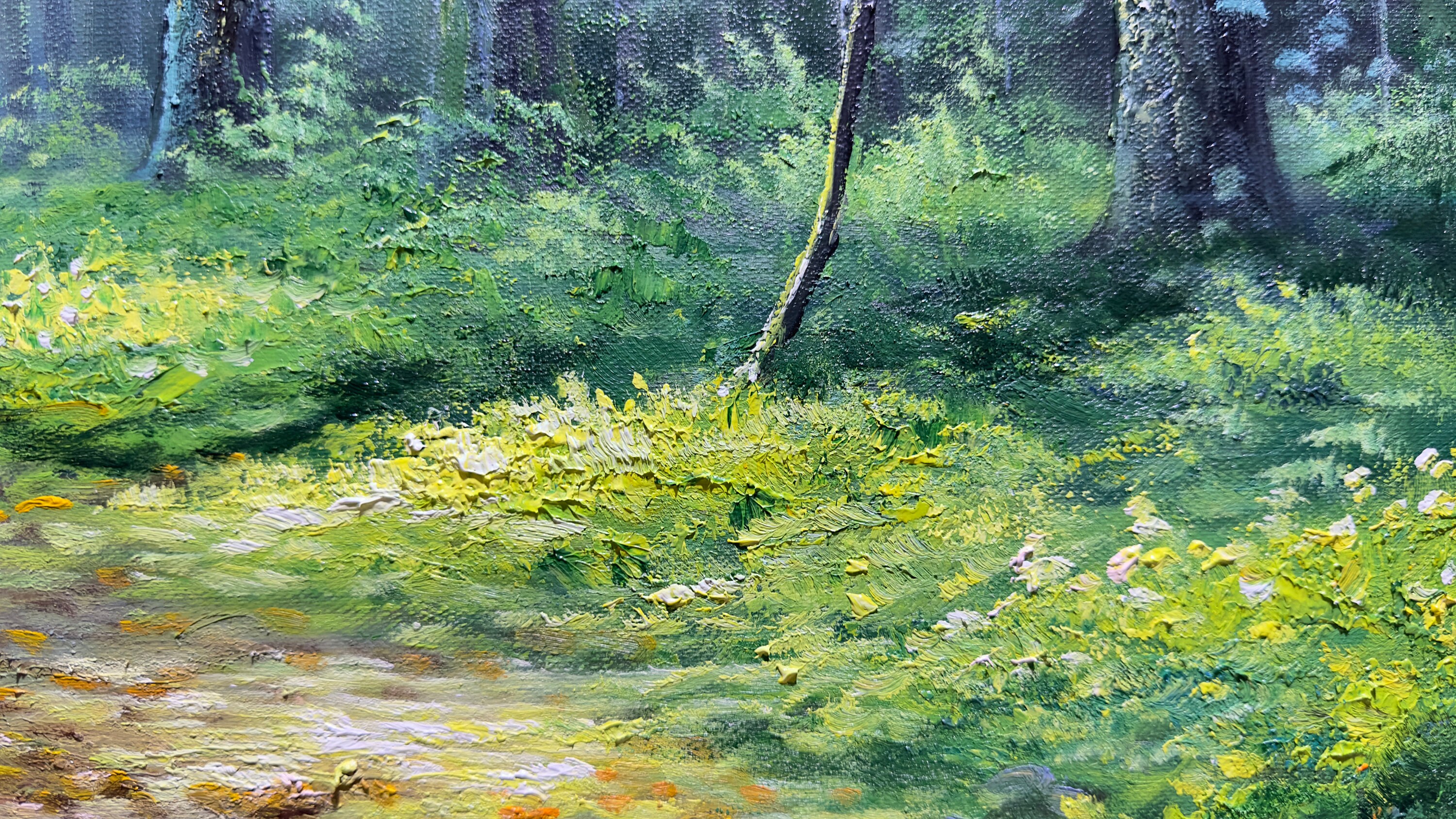 Original Green Forest Oil Painting on Canvas Green Wall Art Forest Oil ...