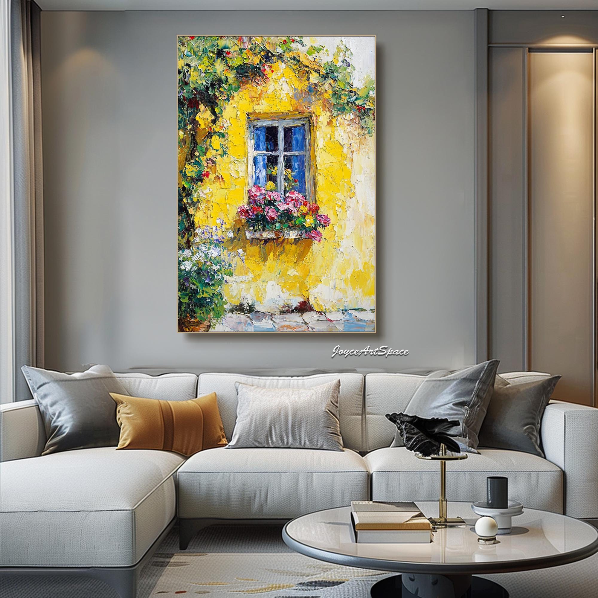 Large Italian Wall Art Countryside Oil Painting on Canvas Original Colorful Wall Art Texture Wall Art Modern Flower Wall Art Boho Wall Art