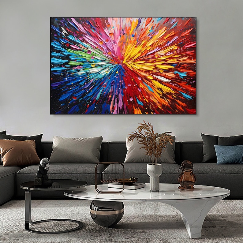 Colorful Oil Painting on Canvas Original 3D Texture Wall Art Abstract ...
