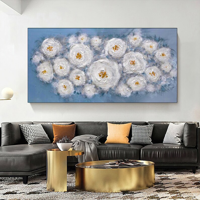 Large Flower Art Painting on Canvas Textured Wall Art Original Etsy