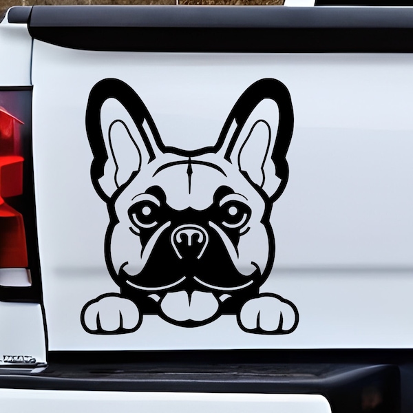 French Bulldog Peeking Vinyl Decal, Peek a Boo Frenchie Dog Sticker, Rear Window Decal