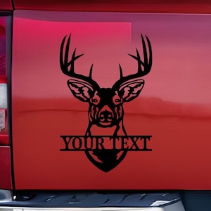 Personalized Deer Decal,  Deer Head Monogram, Name Decal, Outdoorsman Decal, Buck Antlers Decal, Car Window Vinyl Decal Sticker