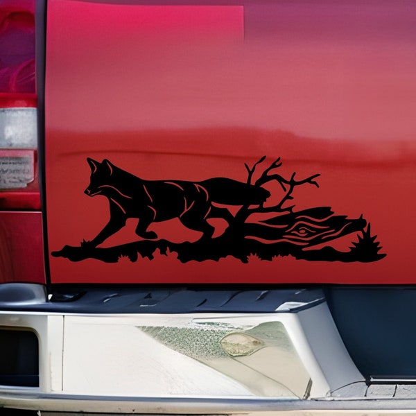 Fox Vinyl Decal Sticker, Wildlife Fox Decal, Fox on log Decal, Window Decal