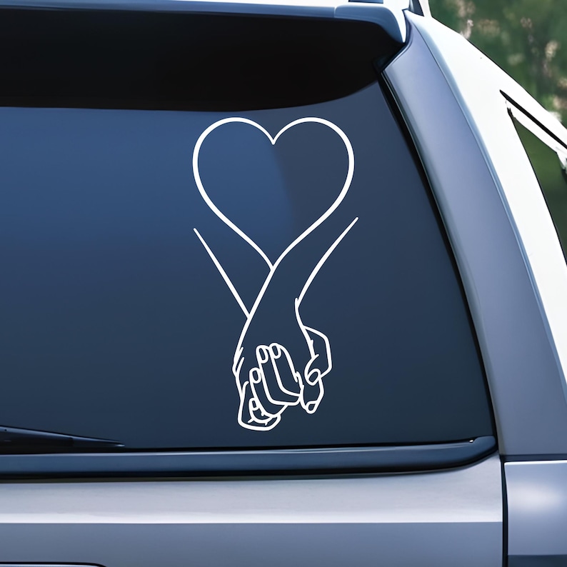 Holding Hands Heart Vinyl Decal, Husband and Wife Car Window Sticker - Etsy