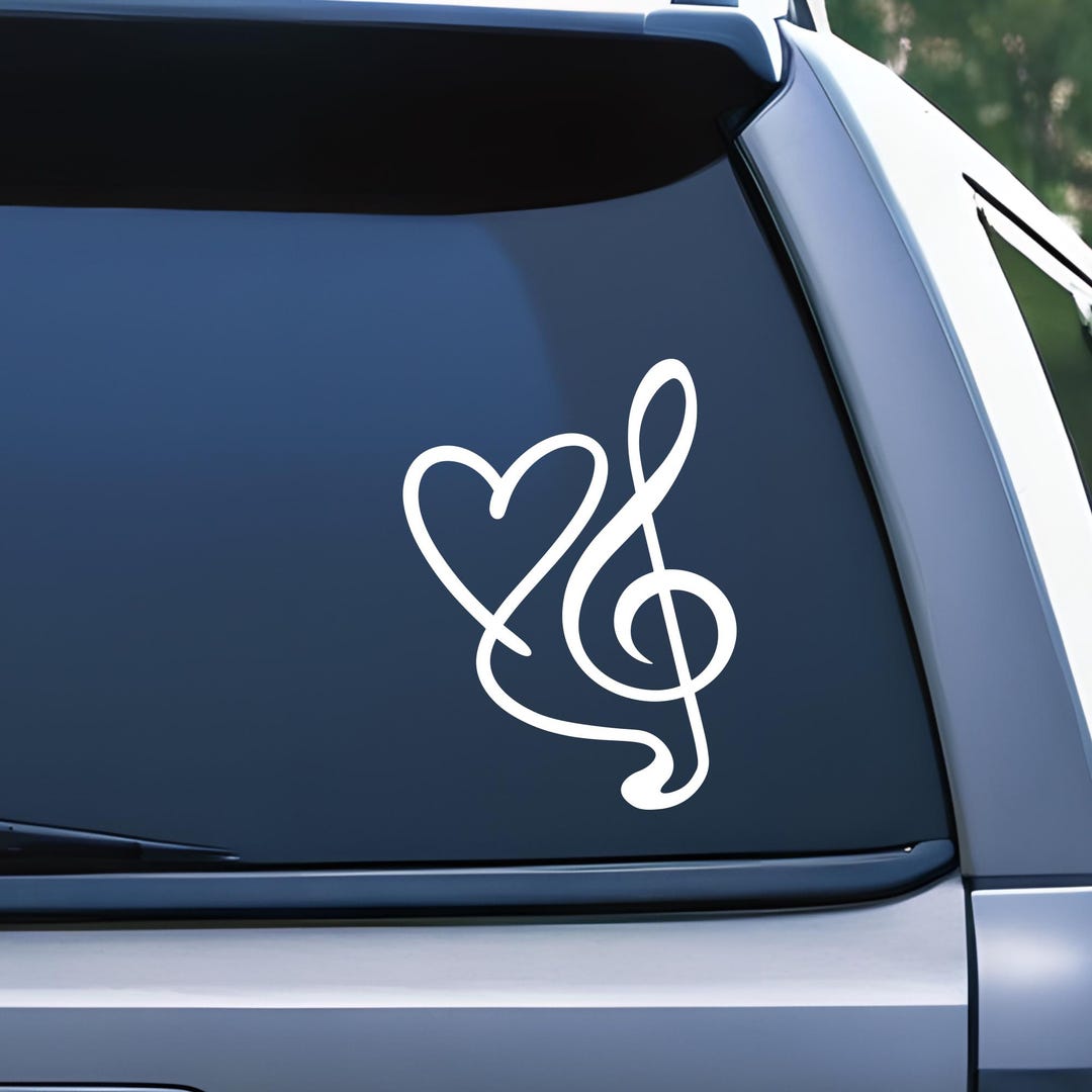 Heart Treble Clef Decal, Musician Lover Car Window Sticker - Etsy