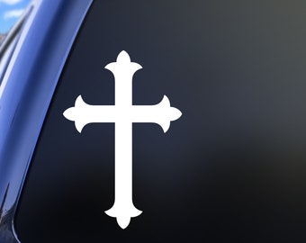 Christian Cross Vinyl Decal, Die Cut Car Window Sticker