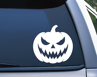 Jack O Lantern Decal, Scary Halloween Pumpkin Car Window Decor, Spooky Face Decor