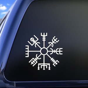 Viking Compass Vinyl Decal, Vegvisir Wayfinder Viking Compass, Car Window Decal, Tumbler Decal