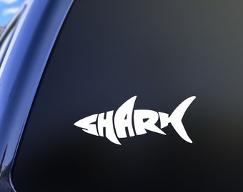 Shark Decal, Shark Shaped Word Text Sticker