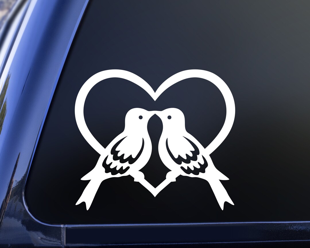 Kissing Love Birds Vinyl Decal, Heart Wedding Decor Sticker - Etsy