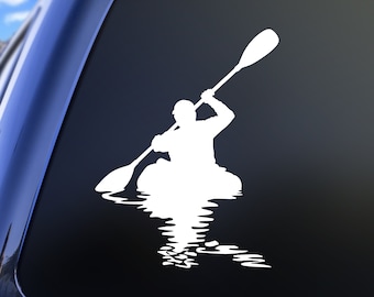 Kayaking Vinyl Decal, Kayak Sports Water Wake Sticker