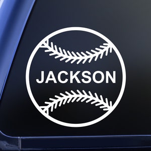 Personalized Baseball Vinyl Decal Sticker, Kid Sports Car Window Decal