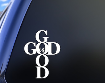 God is Good Cross Vinyl Decal, Christian Divine Attribute Sticker