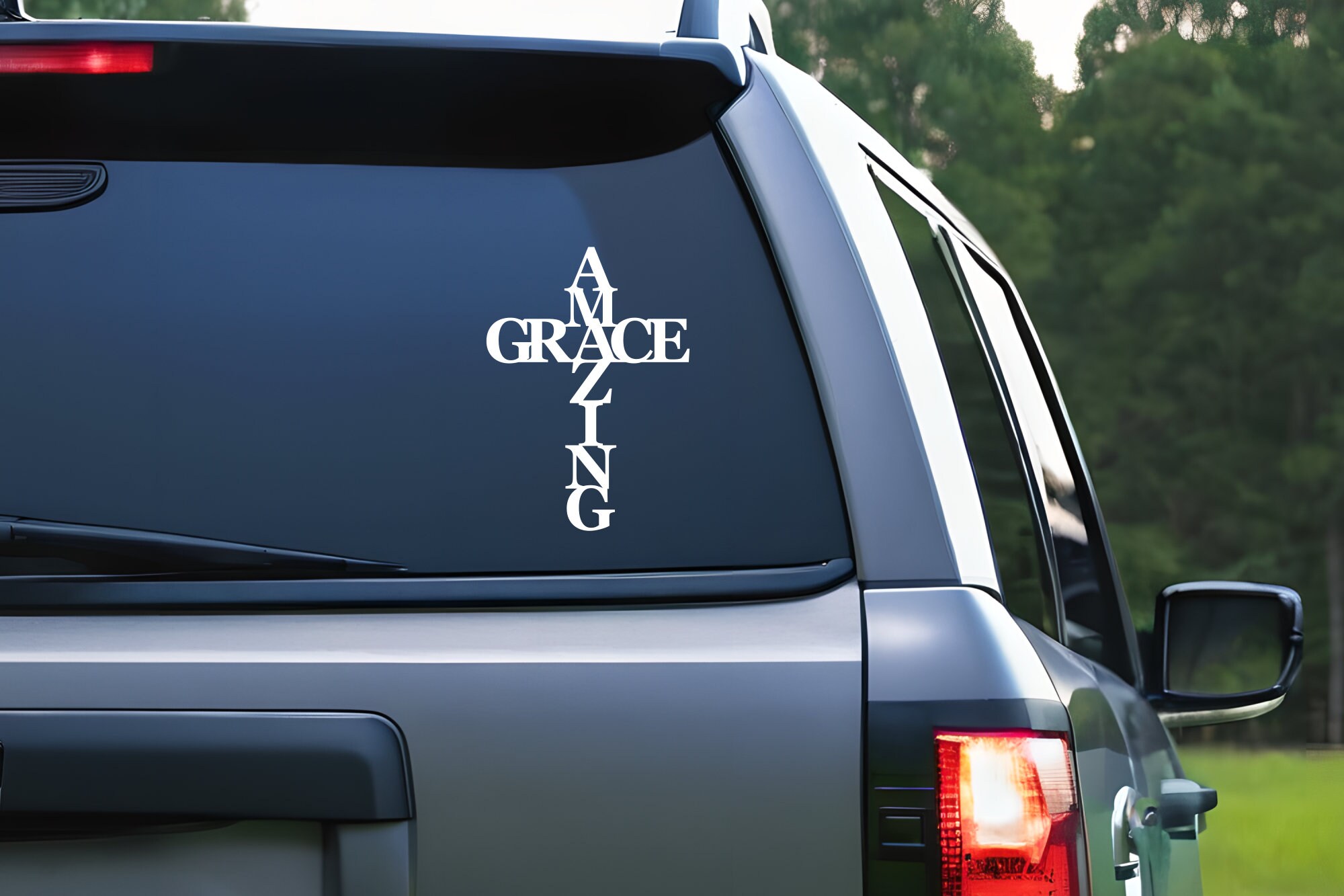 Amazing Grace Cross Decal, Religious Christian Vinyl Sticker, Car ...