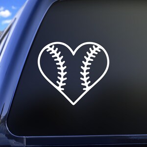 Baseball Heart Decal, Sports Decal, Kids Sports, Car Window Decal