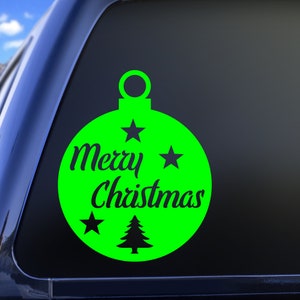 Merry Christmas Ball Ornament Vinyl Decal Stickers, Christmas Decor Decals