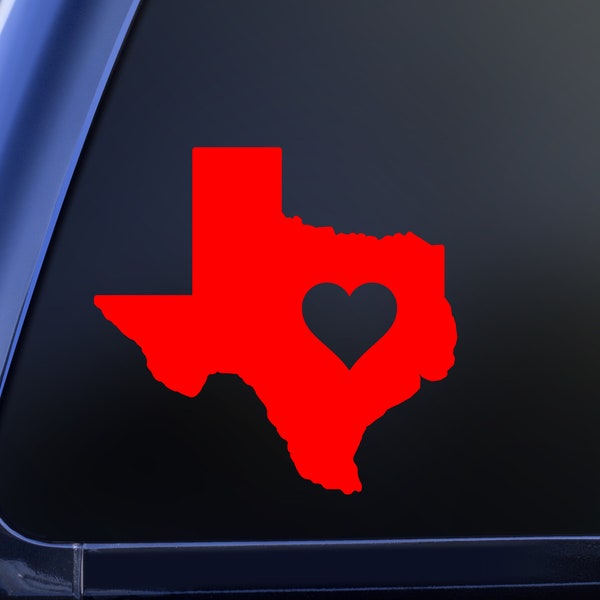 State of Texas Vinyl Decal Sticker, Love Texas Heart, Lone Star State Decal
