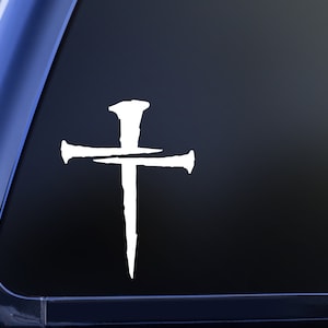 Three Nails Cross Vinyl Decal Sticker, Religious Decal, Christian Sticker, Car Window Decal