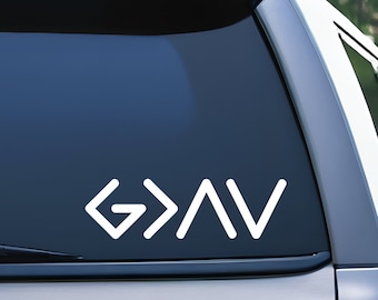 God is Greater Vinyl Decal: Christian Car Window Sticker