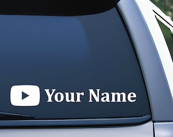 Custom YouTube Username Social Media Vinyl Decal Sticker for Car Window