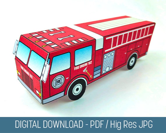Red Fire Truck 3D Toy Model, Black &amp; White Fire Truck Cut Out ...