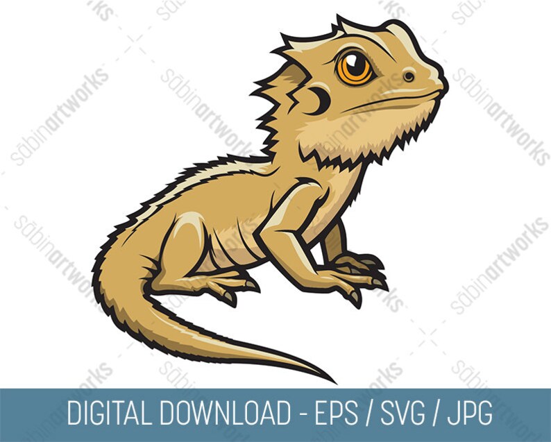 Bearded Dragon SVG JPG EPS, Vector Lizard Clipart, Instant Download - Etsy