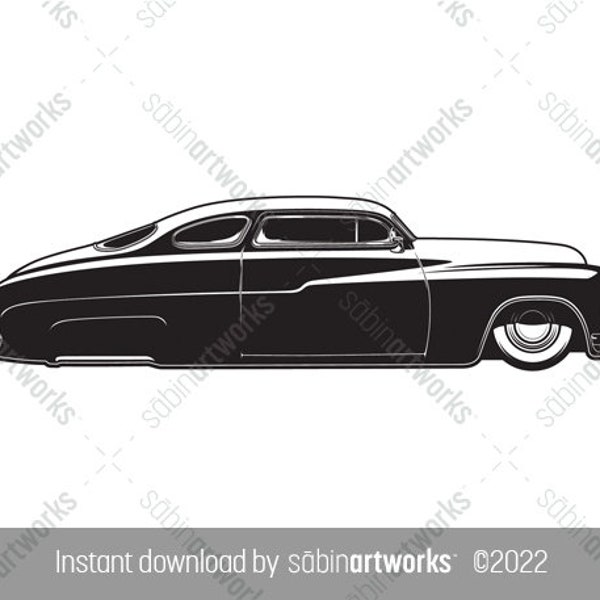 Classic Mercury SVG, Mercury JPG, Mercury EPS, 1950s Mercury Hardtop Coupe, American Muscle Car Illustration, Instant Download