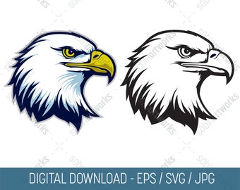 Bald Eagle Head #3 Vector Clipart, Patriotic Eagle SVG JPG EPS (Digital Download)