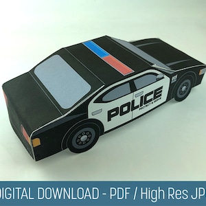 3D Police Car Paper Toy Model, Black & White Cut Out (PDF Download) - Etsy
